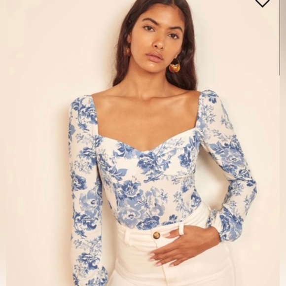 Reformation Reign Top Long Sleeve Floral Print Shirt Size 2 - Picture 1 of 13